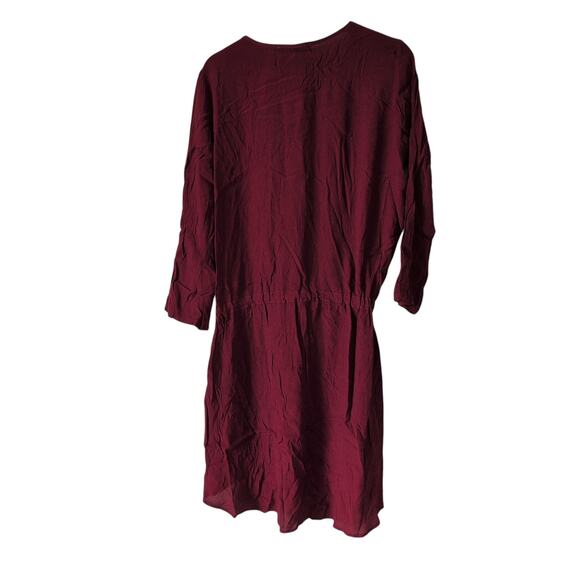 Kain Label Burgundy Rayon Made in USA Cinch Waist Mini Dress - Size Large - Picture 2 of 8